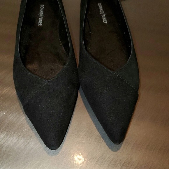 Donald Pliner Black Palma Point Toe Leather Suede Skimmer Ballet Flats sz 6 - Picture 6 of 10